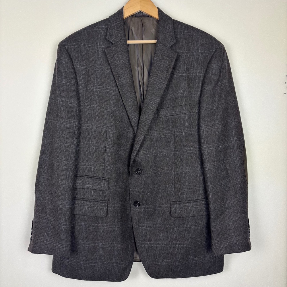 Lauren‎ Ralph Lauren Men's Wool Blazer Sport Coat 44R Gray Windowpane Check